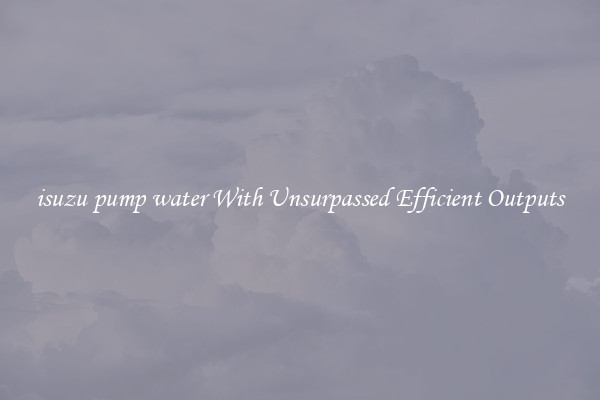 isuzu pump water With Unsurpassed Efficient Outputs