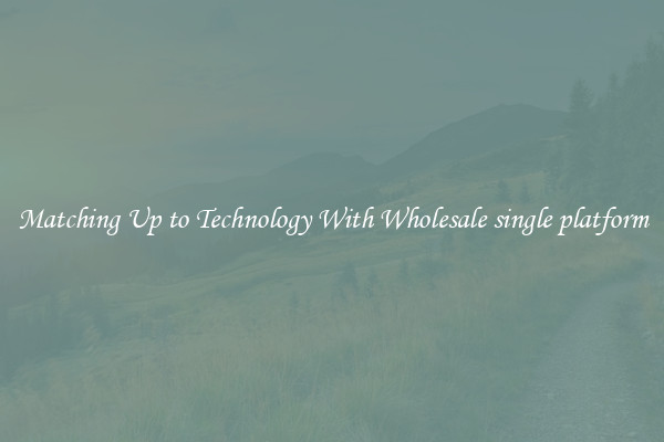 Matching Up to Technology With Wholesale single platform